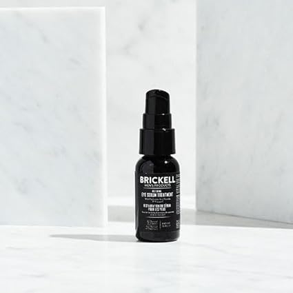 Brickell Men's Dark Circle Under Eye Treatment Serum: Natural & Organic Eye Gel to Firm, Reduce Dark Circles & Bags, and Promote Youthful Skin (0.65 oz, Unscented).