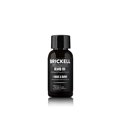 Brickell Men's Beard Oil: Natural & Organic Argan and Jojoba Oil to Strengthen and Soften Beard Hair (1 oz, Scented).