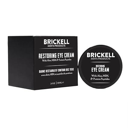 Brickell Men's Restoring Under Eye Cream: Natural & Organic Anti-Aging Balm to Reduce Puffiness, Wrinkles, Dark Circles & Bags (0.5 oz, Unscented).