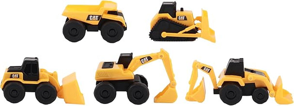 CAT Construction Toy Set – 5-Piece Little Machines Truck Set, Includes Dump Truck, Front Loader, Bulldozer, Backhoe, and Excavator with Moving Parts, for Kids Ages 3+