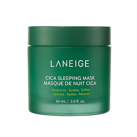 LANEIGE Cica Sleeping Mask: Hypoallergenic Korean Overnight Mask with Fermented Yeast Extract & Madecassosides to Soothe, Repair, and Boost Skin Barrier.