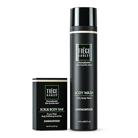 Tiege Hanley Men's Body Soap & Body Wash Set – Exfoliating Scrub Bar with Activated Charcoal, Hydrating & Moisturizing Shower Soap for Men, Gently Removes Dirt