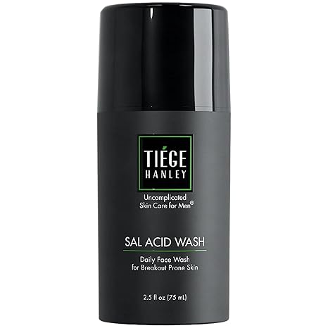 Tiege Hanley Salicylic Acid Cleanser for Men – Gentle Acne Face Wash, Clears Skin, Prevents Breakouts, Controls Oil, Minimizes Blackheads & Reduces Pore Size