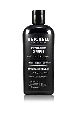 Brickell Men's Dandruff Shampoo: Natural & Organic Formula with Ziziphus Joazeiro, Aloe, and Jojoba Oil to Soothe and Eliminate Dandruff (8 oz).