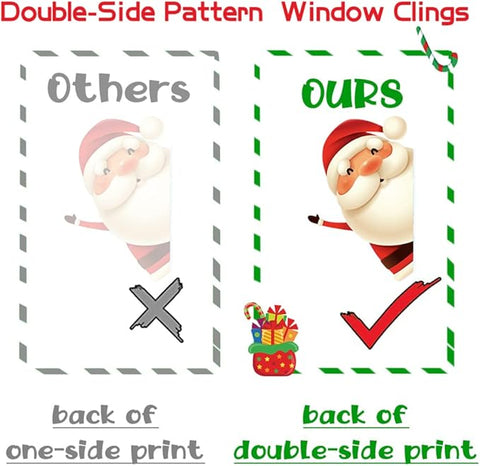 XIMISHOP 82PCS Christmas Snowflake Window Stickers: Festive decals featuring snowflakes, Santa Claus, and reindeer, perfect for glass windows, holiday decorations, and Christmas party decor.