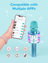 Amazmic Kids Karaoke Microphone – Bluetooth Microphone with LED Lights, Fun Singing Toy for Boys and Girls, Perfect Birthday Gift for Ages 3-12 (Blue)