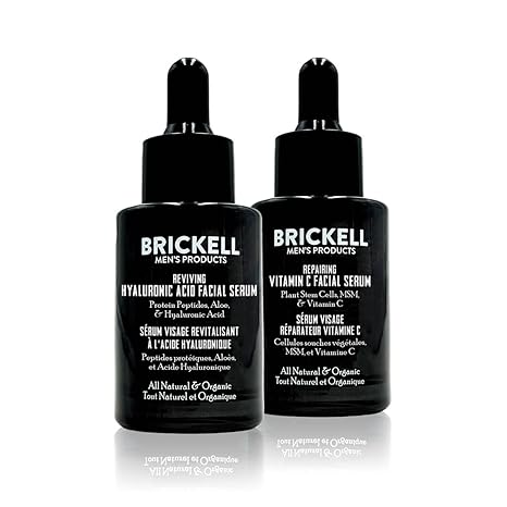 Brickell Men's Daily Anti-Aging Serum Set – All-Natural & Organic Day and Night Routine, Scented