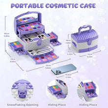 PERRYHOME Frozen Princess Kids Makeup Set: 56-Piece Washable, Non-Toxic Cosmetic Kit for Girls, Perfect for Dress-Up, Christmas, & Birthday Gifts (Frozen Purple).