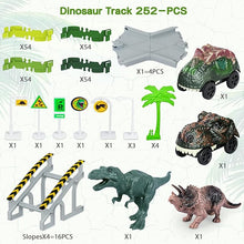 Dinosaur Toys – 252-Piece Flexible Race Track Playset with 2 Dinosaur Cars, Create a Dinosaur World, Perfect for Boys and Girls Ages 3-6, Birthday Party Favor Gift