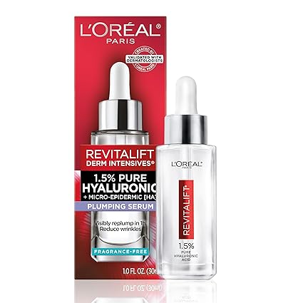 L'Oreal Paris Revitalift 1.5% Pure Hyaluronic Acid Face Serum - Hydrates & Reduces Wrinkles, Fragrance-Free, 1 oz