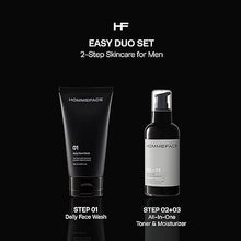 HOMMEFACE Men’s 2-Step Daily Skincare Kit with 5 Facial Sheet Masks - Complete Bundle