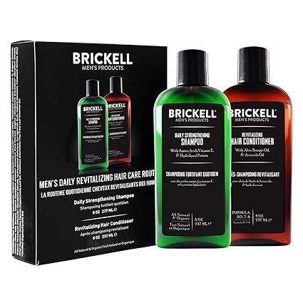 Brickell Men's Daily Revitalizing Hair Care Set: Mint & Tea Tree Shampoo and Strengthening Conditioner, Natural & Organic, Gift Set for Men.