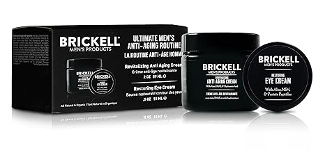 Brickell Men's Ultimate Anti-Aging Routine – Night Cream & Eye Cream for Wrinkles, Puffiness, Dark Circles, and Under-Eye Bags, Natural & Organic, Scented