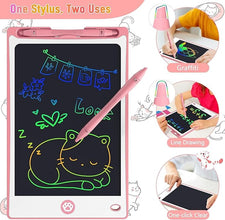 Hockvill LCD Writing Tablet for Kids – 8.8-Inch Drawing Pad, Pink Doodle Board for Girls and Boys Ages 3-8, Travel-Friendly Educational Toy, Perfect Christmas and Birthday Gift