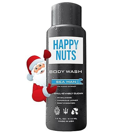 HAPPY NUTS Sea Man Body & Nut Wash: Moisturizing Men's Shower Gel for Sensitive Skin with Deep Cleansing Formula.