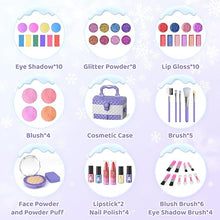 PERRYHOME Frozen Princess Kids Makeup Set: 56-Piece Washable, Non-Toxic Cosmetic Kit for Girls, Perfect for Dress-Up, Christmas, & Birthday Gifts (Frozen Purple).