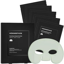 Homme Face Hydrogel Mask Set for Men (5ct): Hydrating, Anti-Aging, Soothing with Hyaluronic Acid & Vitamins, Beard-Friendly