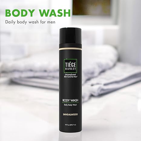 Tiege Hanley Men's Body Wash, Sandalwood Scent – Hydrating & Cleansing Daily Shower Gel, Gently Removes Dirt, Sweat & Oil, Non-Abrasive & Sulfate-Free for Sensitive Skin