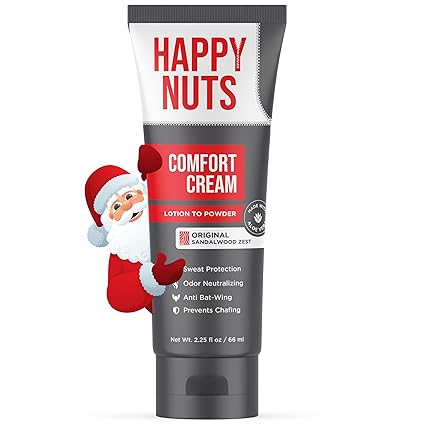 HAPPY NUTS Comfort Cream Deodorant for Men: Aluminum-Free, Anti-Chafing Sweat & Odor Defense for Sensitive Areas (2.25 oz, Original).