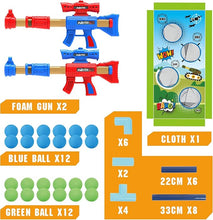 SpringFlower 2-Pack Foam Ball Popper Toy Guns for Kids – Fun Shooting Game with Standing Target, 24 Foam Balls, Ideal for Boys 5+ Years Old, Interactive Air Toy Guns for Active Play.