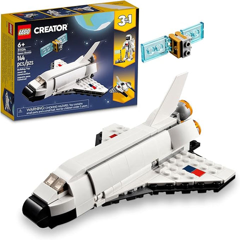 LEGO Creator 3-in-1 Space Shuttle Set, Buildable Space Toys for Kids, Ages 6+, Create Space Shuttle, Spaceships, or Astronaut, STEM Educational Gift for Boys & Girls, 31134