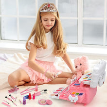 Teensymic Kids Washable Makeup Kit for Girls, Princess Play Makeup Set, Birthday Gift for Ages 4-9, Realistic Toy Makeup Vanities for Creative Play