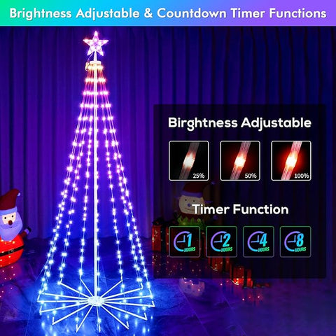 7FT RGB Color Changing Prelit Christmas Tree, Smart Cone Tree with App & Remote Control, DIY Multi-Color Lightshow, Music Sync, Outdoor Christmas Decoration for New Year