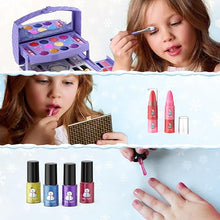 PERRYHOME Frozen Princess Kids Makeup Set: 56-Piece Washable, Non-Toxic Cosmetic Kit for Girls, Perfect for Dress-Up, Christmas, & Birthday Gifts (Frozen Purple).