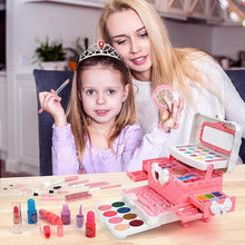 Teensymic Kids Washable Makeup Kit for Girls, Princess Play Makeup Set, Birthday Gift for Ages 4-9, Realistic Toy Makeup Vanities for Creative Play