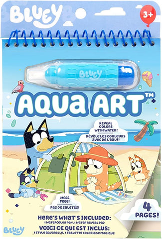 Horizon Group USA Bluey Aqua Art – Reusable Water Reveal Activity Pages with Water Pen for Mess-Free Drawing and Coloring.