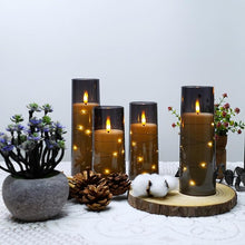 Flameless LED Candles with Timer, 5-Piece Flickering Battery-Operated Candles, Romantic Ambiance & Home Decor, Stable Acrylic Shell with Embedded Star String (Grey)