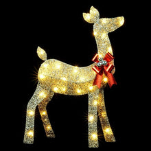 YULETIME 3-Piece Pre-Lit Glitter Christmas Reindeer Family Decoration with Warm White LED Lights, 2D Holiday Décor Set