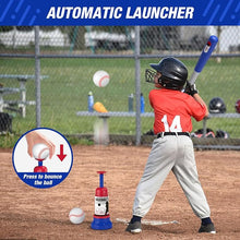 3-in-1 Baseball Set for Kids Ages 3-5 – Tee Ball Stand, Hanging Tee, Ball Launcher, and 6 Softballs, Adjustable Height for Indoor/Outdoor Play, Perfect Sport Gift for Boys (Blue)