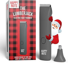 HAPPY NUTS The Lumberjack Electric Groin & Body Trimmer for Men: Smooth Shaving Kit for Privates & Body Hair (Graphite).