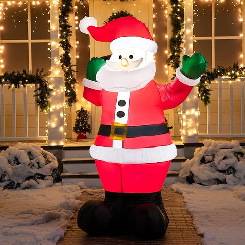 Joiedomi 6 FT Christmas Inflatable Santa with Gift Bag, Light-Up Holiday Decoration with Built-in LEDs, Perfect for Indoor and Outdoor Christmas Yard, Garden, or Lawn Decor