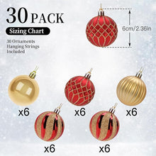 SHareconn 30ct 2.36-Inch Christmas Tree Balls Ornaments – Shatterproof Red & Gold Baubles for Xmas Tree, Holiday Party, and Wedding Decor (60mm)