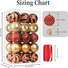 SHareconn 30ct 2.36-Inch Christmas Tree Balls Ornaments – Shatterproof Red & Gold Baubles for Xmas Tree, Holiday Party, and Wedding Decor (60mm)