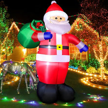 8FT Inflatable Santa Claus with Gift Bag, LED Lighted Christmas Outdoor Decoration, Giant Santa Carrying Present Sack for Yard, Lawn, and Garden Decor.