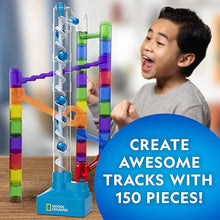 National Geographic Marble Run with Motorized Elevator – 150-Piece Marble Maze Kit with Spiral Lift, 30 Marbles, Storage Bag, and More, Perpetual Motion Physics Toy for Kids