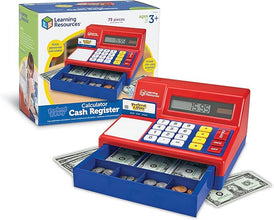 Learning Resources Pretend & Play Calculator Cash Register – 73-Piece Toy Cash Register with Play Money, Ages 3+, Develops Early Math Skills for Kids