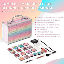 Hot Sugar Makeup Kit for Teen Girls: Complete Starter Set with Eyeshadow, Lip Balm, Blush, Lip Gloss, Brushes, Pencils, and Mirror (Rainbow).