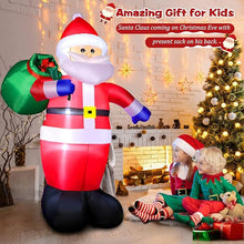 8FT Inflatable Santa Claus with Gift Bag, LED Lighted Christmas Outdoor Decoration, Giant Santa Carrying Present Sack for Yard, Lawn, and Garden Decor.