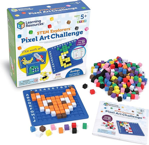 Learning Resources STEM Explorers Pixel Art Challenge – 402-Piece Coding Basics Toy for Kids Ages 5+, Fun STEM Activities for Classroom and Home