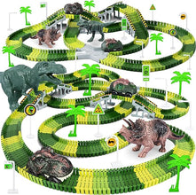 Dinosaur Toys – 252-Piece Flexible Race Track Playset with 2 Dinosaur Cars, Create a Dinosaur World, Perfect for Boys and Girls Ages 3-6, Birthday Party Favor Gift