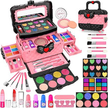 54-Piece Princess Kids Makeup Kit: Real Washable Cosmetic Set with Mirror, Non-Toxic and Safe. Perfect Pretend Play & Birthday Gift for Girls Ages 3-10 (Pink).