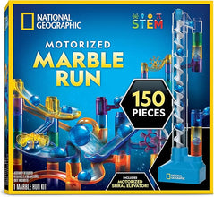 National Geographic Marble Run with Motorized Elevator – 150-Piece Marble Maze Kit with Spiral Lift, 30 Marbles, Storage Bag, and More, Perpetual Motion Physics Toy for Kids