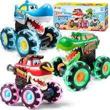 JOYIN 3-Pack Monster Truck Toys – Motion-Activated Light-Up Cars for Toddlers, Press & Go Monster Treads with Lightning Wheels, Fun Baby Toy for Boys and Girls